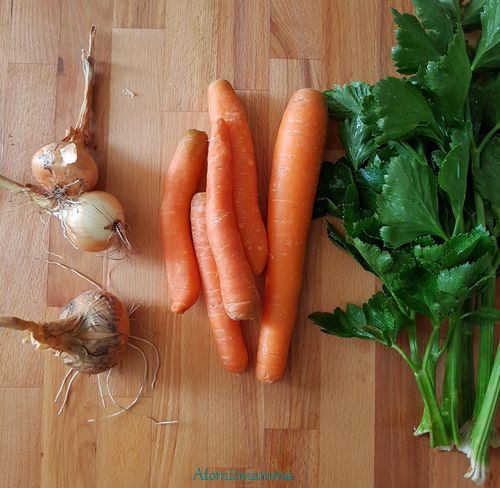 Sedano, carote e cipolle biologiche